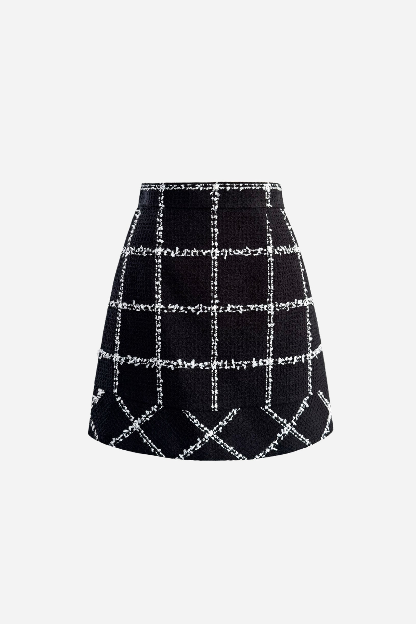 BACK ZIP diamond tweed mini skirt – shéller / シェリエ BACK ZIP diamond tweed mini skirt – shéller / シェリエ