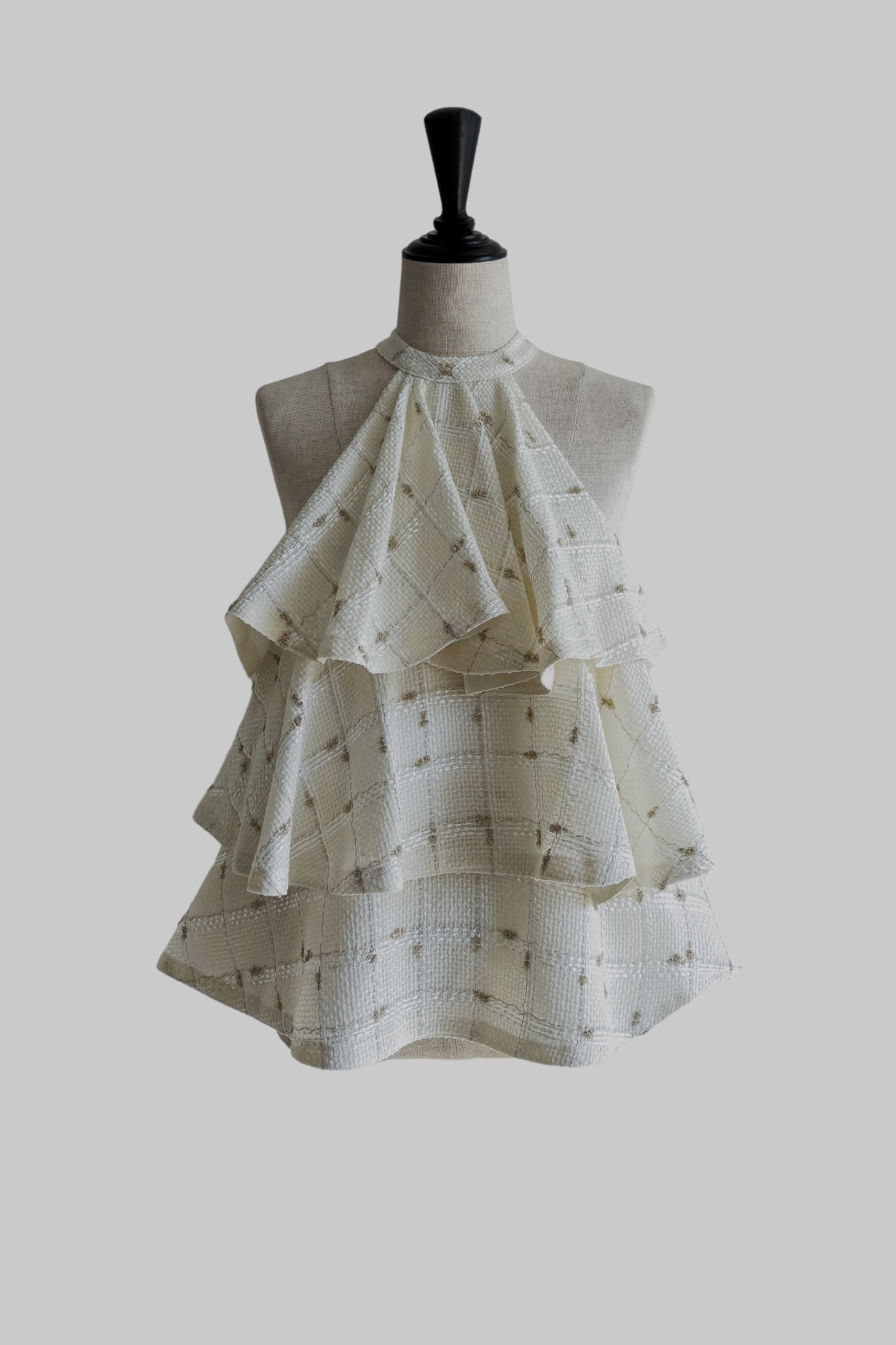 【絶品】 tweed check candy ruffle シェリエ / shéller – tops frill トップス