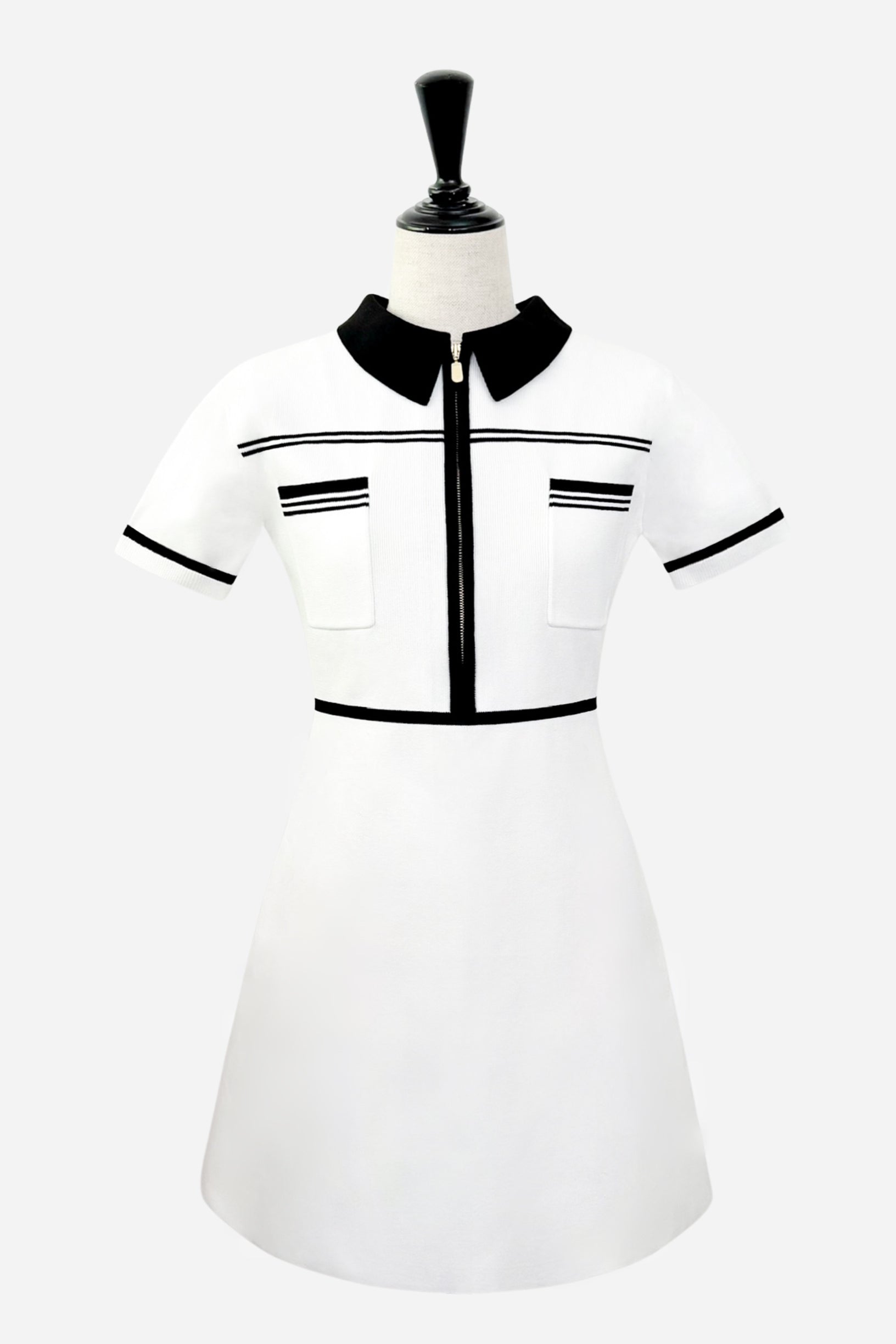【美品】sheller シェリエ ミニワンピース レディース K1@9 zip bicolor knit dress – shéller / シェリエ