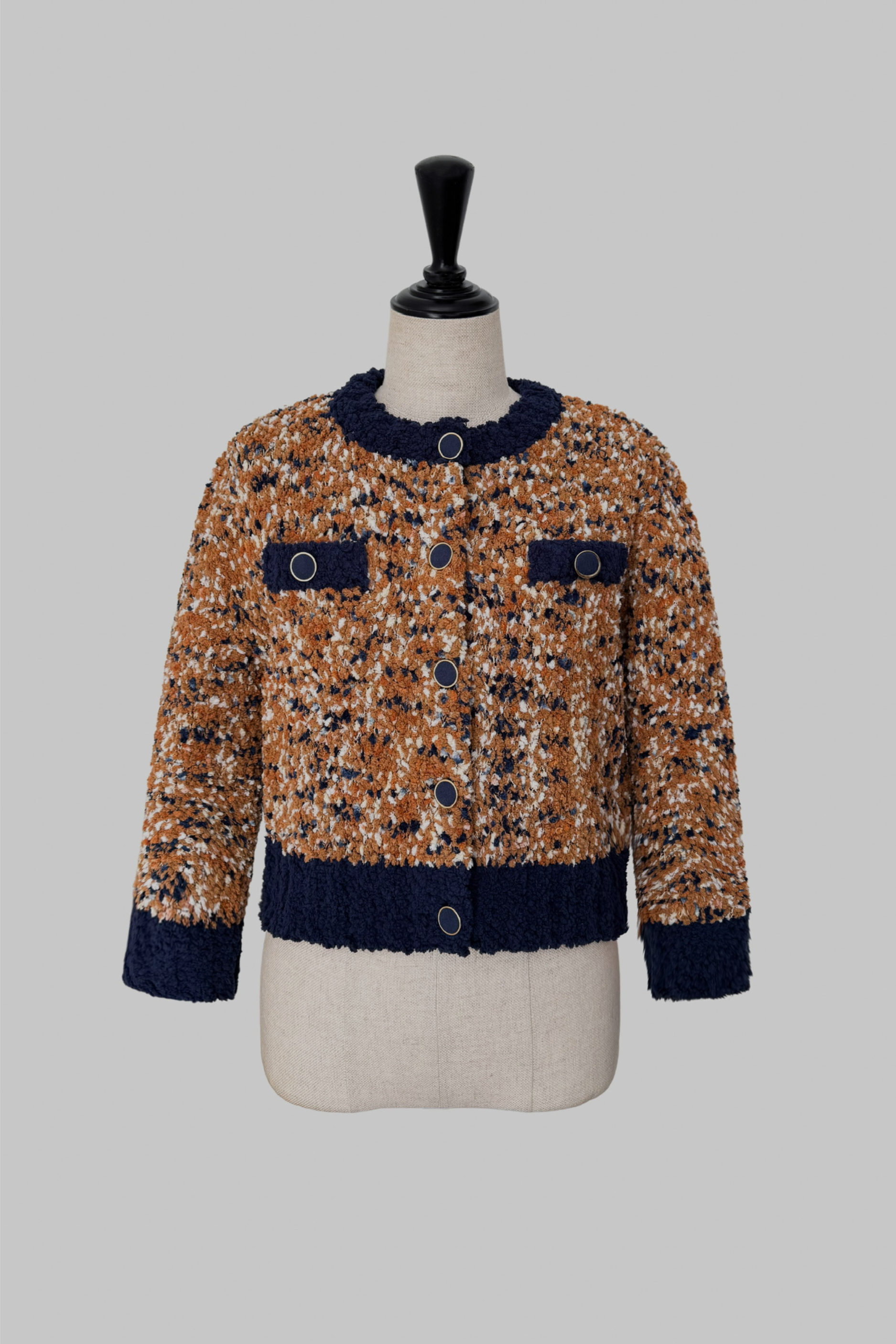 bicolor tweed knit cardigan – shéller / シェリエ bicolor tweed knit cardigan – shéller / シェリエ