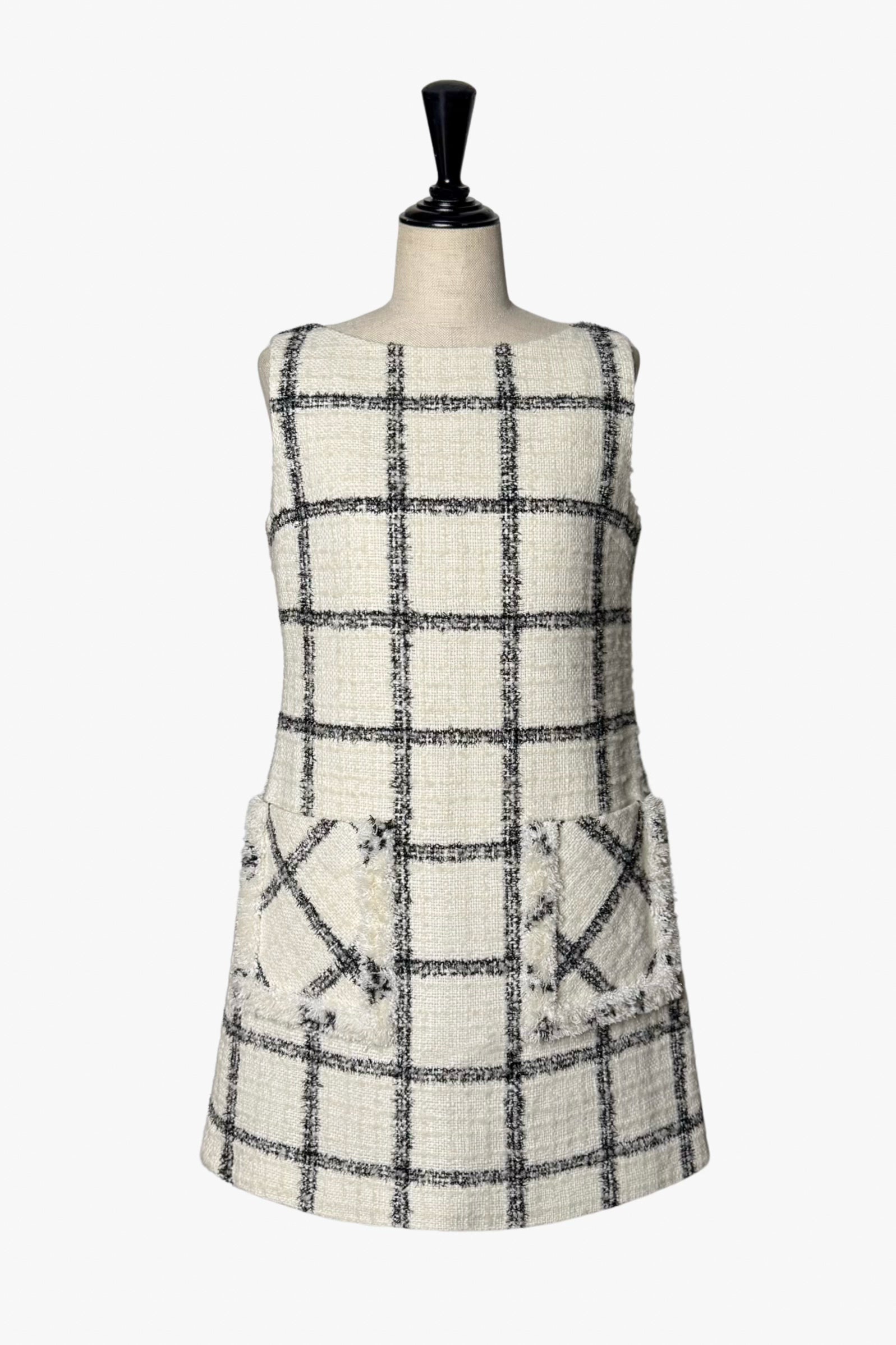 Window Check Tweed Mini Dress – shéller / シェリエ Window Check Tweed Mini Dress – shéller / シェリエ