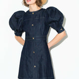 balloon sleeve denim dress
