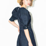 balloon sleeve denim dress