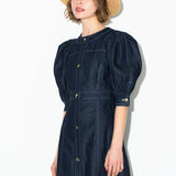 balloon sleeve denim dress