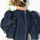 balloon sleeve denim dress