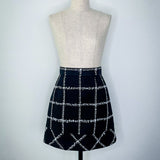 BACK ZIP diamond tweed mini skirt