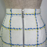 BACK ZIP diamond tweed mini skirt