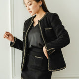 gold chain tweed culottes