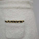 gold chain tweed culottes