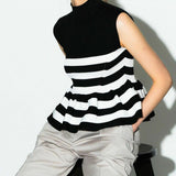 stripe peplum knit tops