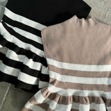 stripe peplum knit tops