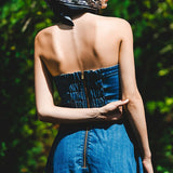 robe midi en jean avec fermeture éclair au dos