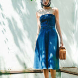 robe midi en jean avec fermeture éclair au dos