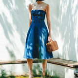 robe midi en jean avec fermeture éclair au dos