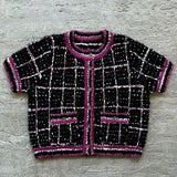cardigan en tweed à carreaux