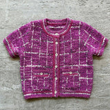 cardigan en tweed à carreaux