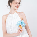 holder neck tiered mini dress