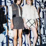 4way shiny tweed padded down jacket