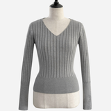 Basic Long Sleeve V Neck Knit
