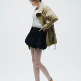 Suede-Like Drawstring Jacket