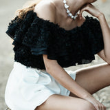 3D flower ruffle tops