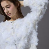 feather fur cardigan