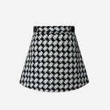 leather combination tweed skort