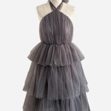Tiered Tulle Back Ribbon Dress