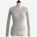Basic Long Sleeve V Neck Knit
