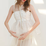 flower lace glitter peplum tops