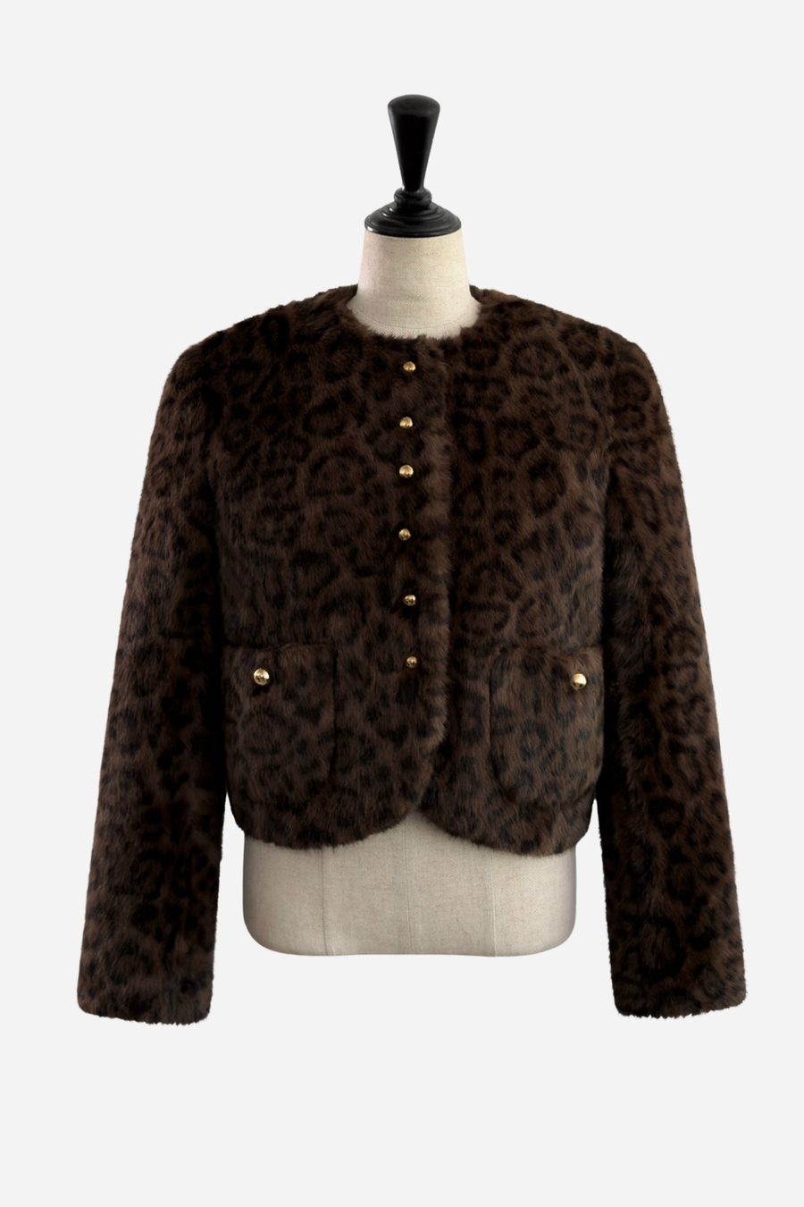 Leopard Fur Gold Button Jacket