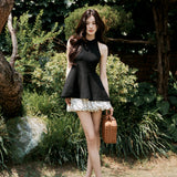 Halter Frill Peplum Knit Tops