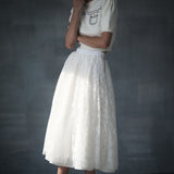 flower lace long skirt