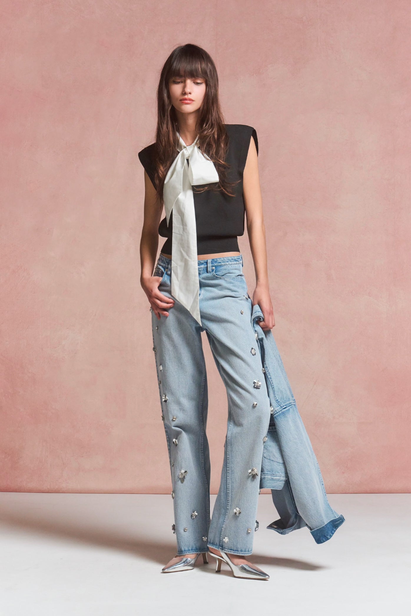 【NAOさま】シェリエ＊ステッチフリルトップス＊ブラック＊ドット プリーツフリルカットトップス/MAJESTIC LEGON(マジェスティックレゴン
