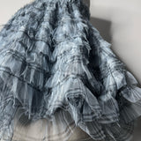 Check Pleats Ruffle Tops