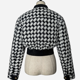 leather combination tweed blouson