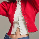 Scalloped Bi-Color Cardigan
