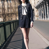 gold button denim wrap culottes