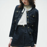 OKAYAMA Gold Button Denim Wrap Culottes
