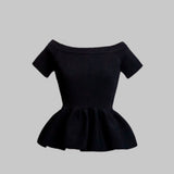 off shoulder knit peplum tops