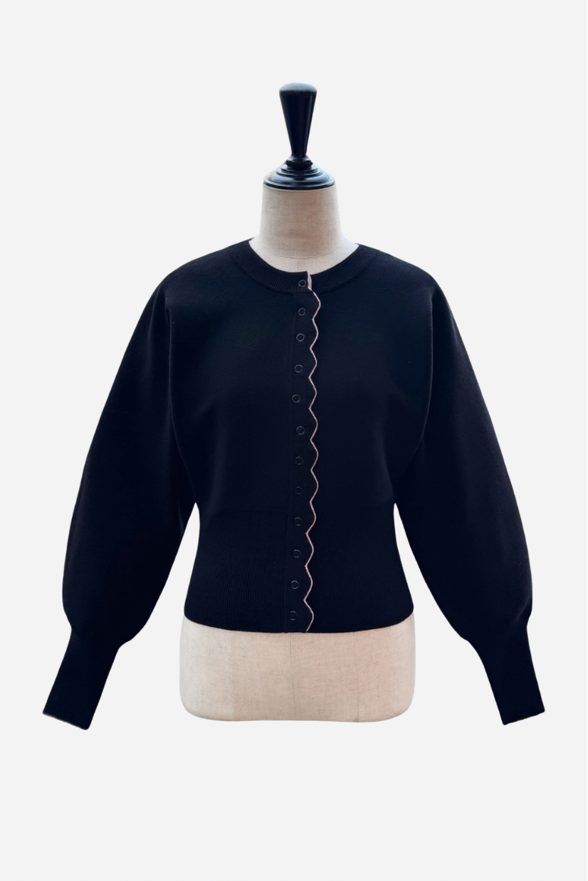 Scalloped Bi-Color Cardigan – shéller / シェリエ Scalloped Bi-Color Cardigan – shéller / シェリエ