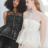 flower lace glitter peplum tops