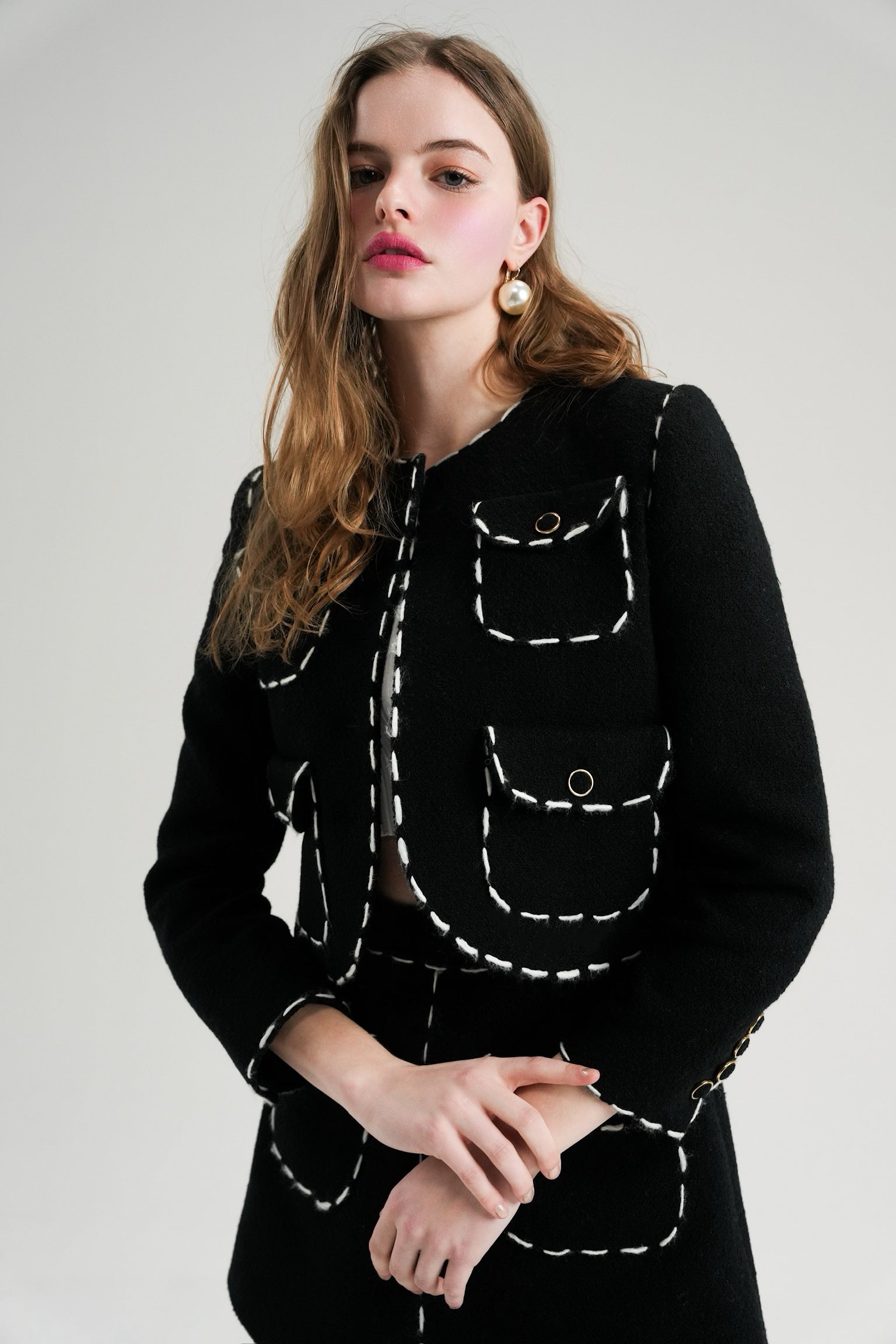 gingham tweed jacket – shéller / シェリエ