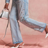 Flower Bijou Straight Denim
