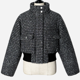 4way shiny tweed padded down jacket