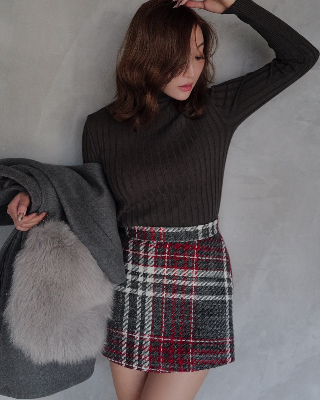 Sheller 幼かっ シェリエ バックZIP ウール ミニ スカート 売買された  