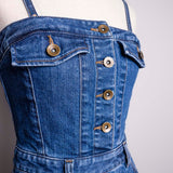 robe midi en jean avec fermeture éclair au dos