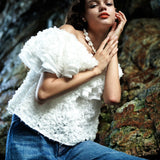3D flower ruffle tops