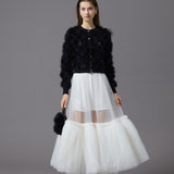 feather fur cardigan