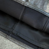 silver leather mini skirt